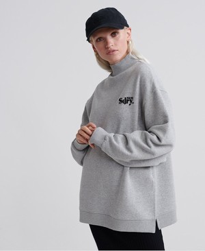 Superdry Ana High Neck Crew Női Pulóver Szürke | FEHMJ9824